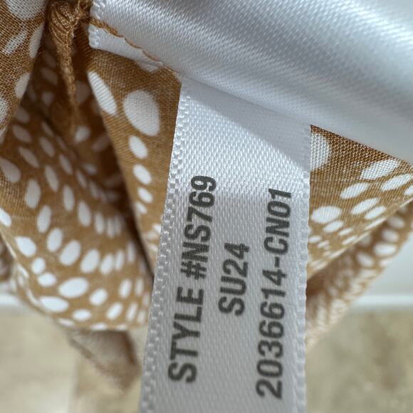 Madewell V Neck Balloon Sleeve Maxi Dress Spiral Dot Tan Smocked Boho US 00 NWT - Picture 14 of 16